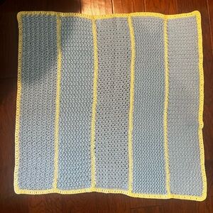 Handmade Crochet Baby Blanket 36” x 36” Gray & Yellow Patchwork